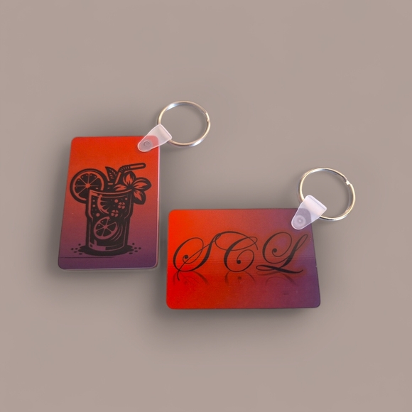 Seaglass Coaztal Lemonades Graphic LOGO Keychain with Dripping Logo Red Green - Picture 2 of 2